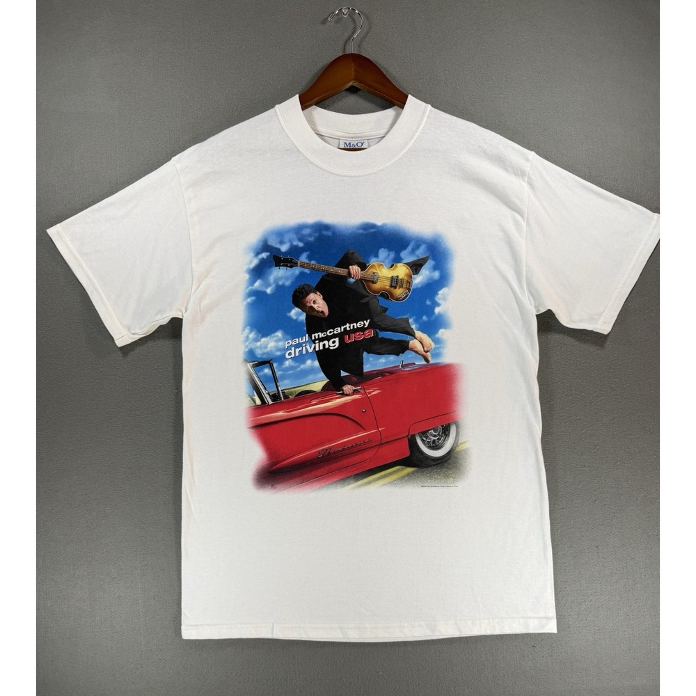Vintage 2002 Paul McCartney "Driving USA" Tour T-Shirt Size Medium White Tee